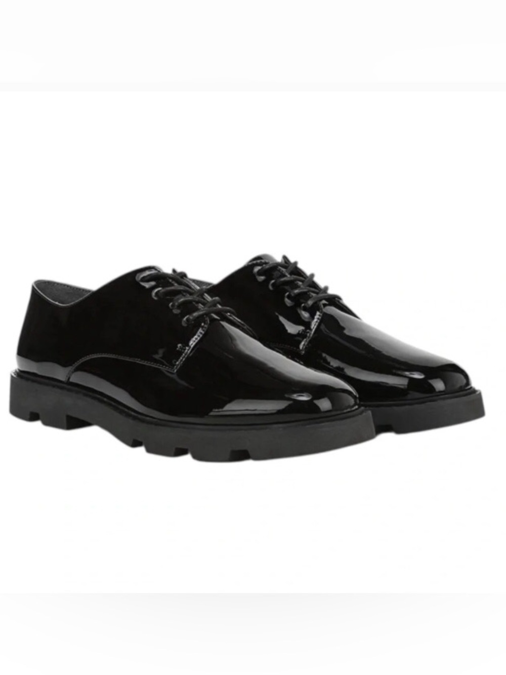 Franco Sarto Womens Quiller Faux Patent Leather Oxford Platform Heel Shoe